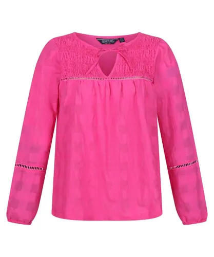 Regatta Womens/Ladies Calluna Long-Sleeved Blouse (Pink Fushion) - Multicolour Cotton