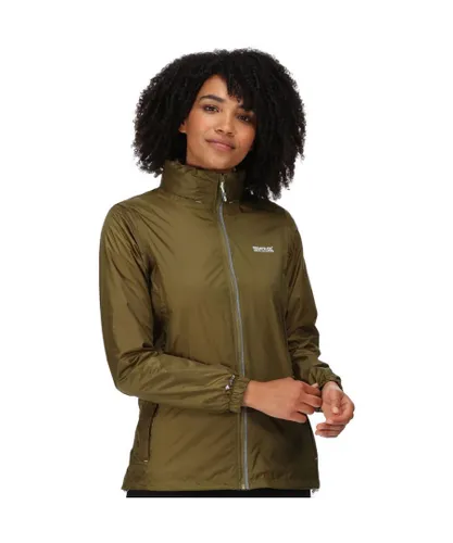 Regatta Womens Ladies Corinne IV Waterproof Packable Jacket Coat - Green Polyamide