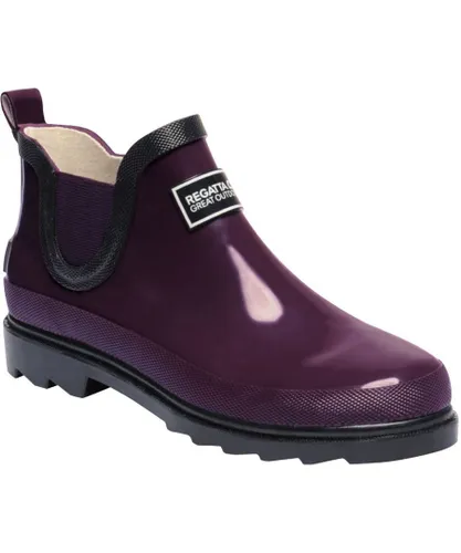 Regatta Womens/Ladies Lady Harper Welly Ankle Height Wellington Boots - Purple Cotton