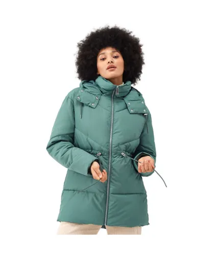 Regatta Womens Rurie Hooded Padded Insulated Jacket Coat - Green Cotton