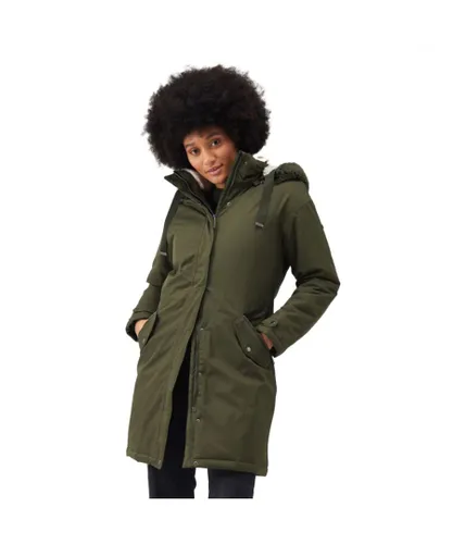 Regatta Womens Samaria Waterproof Hooded Parka Jacket Coat - Green