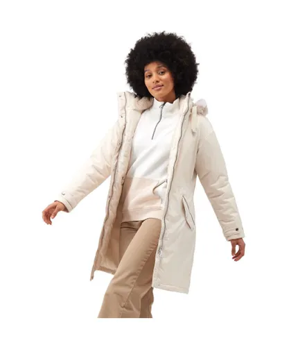 Regatta Womens Samaria Waterproof Hooded Parka Jacket Coat - White