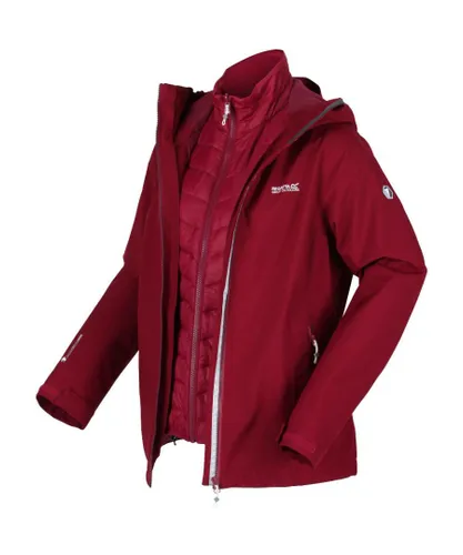 Regatta Womens Wentwood VI Waterproof 3 In 1 Jacket Coat - Red Polyamide