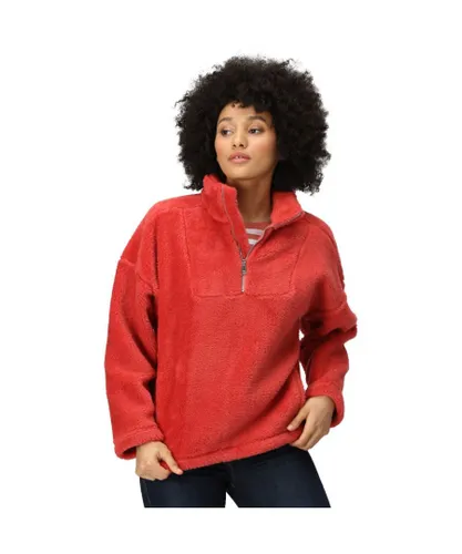 Regatta Womens Zeeke Half Zip Sherpa Fleece Sweater - Red