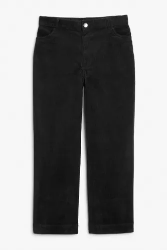 Regular waist straight leg corduroy trousers - Black