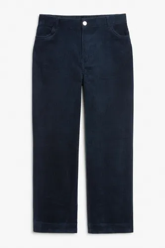 Regular waist straight leg corduroy trousers - Blue