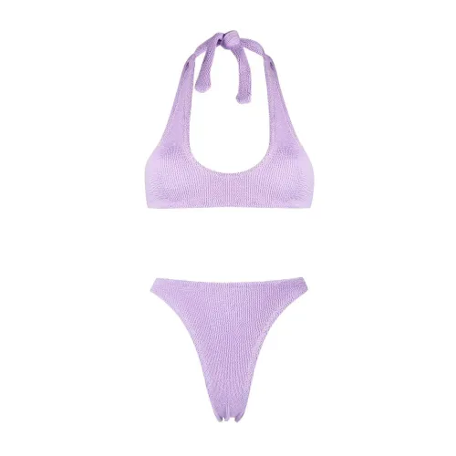 Reina Olga , Lilac Seersucker Halterneck Bikini Set ,Purple female, Sizes: ONE