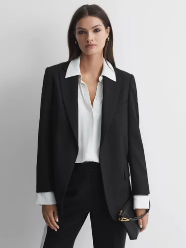 Reiss Alia Wool Blend Oversized Blazer, Black - Black - Female