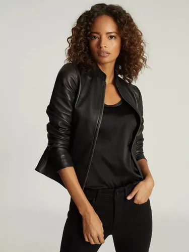 Reiss Allie Leather Biker Jacket, Black - Black - Female