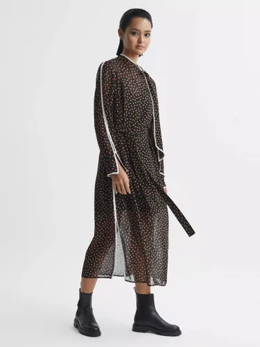 Reiss Aria Spot Print Midi Dress, Black/Multi - Black/Multi - Female