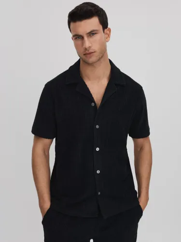 Reiss Bay Cuban Cable Towelling Shirt, Navy - Navy - Male