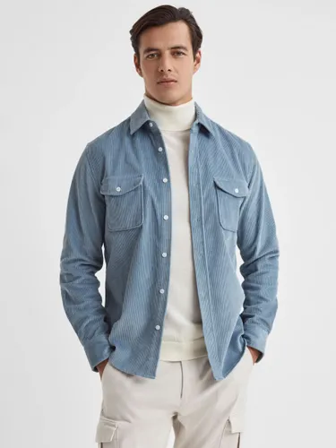 Reiss Bonucci Long Sleeve Corduroy Twin Pocket Shirt, Blue - Blue - Male