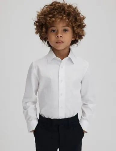 Reiss Boys Pure Cotton Shirt (3-14 Yrs) - 10-11 - White, White,Light Blue
