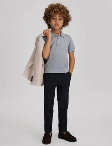Reiss Boys Pure Cotton Textured Polo Shirt (3-14 Yrs) - 6-7 Y - Natural, Natural
