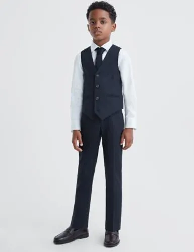 Reiss Boys Wool Blend Suit Waistcoat (3-14 Yrs) - 13-14 - Dark Blue, Dark Blue