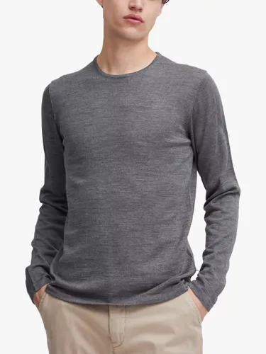 Reiss Casual Friday Kent Lightweight Merino Crew Neck Knit - Pewter Mix - Male