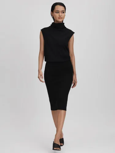 Reiss Cici Roll Neck Knitted Midi Dress, Black - Black - Female