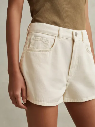 Reiss Colorado Cotton Blend Shorts - Cream - Female
