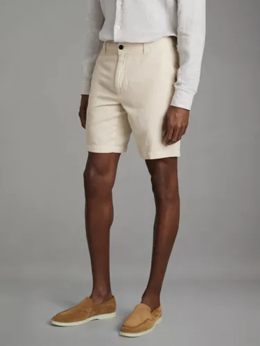 Reiss Ezra Linen Blend Chino Shorts, Off White - Off White - Male