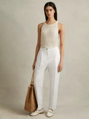 Reiss Farrah Linen Blend Trousers, White - White - Female