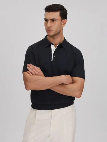 Reiss Finch Knitted Polo Shirt, Navy - Navy - Male