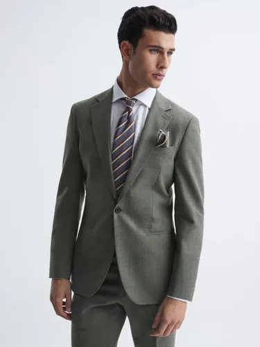 Reiss Firm Tailored Wool Blazer, Green - Green - Male