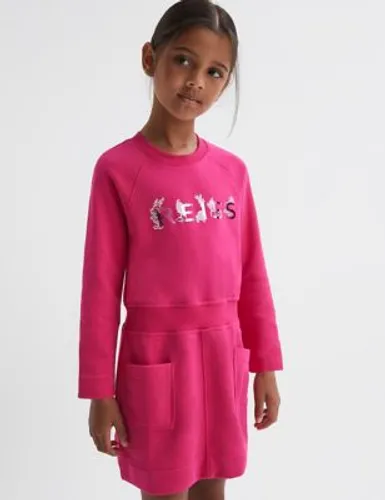 Reiss Girls Cotton Blend Sweatshirt Dress (4-14 Yrs) - 11-12 - Pink, Pink