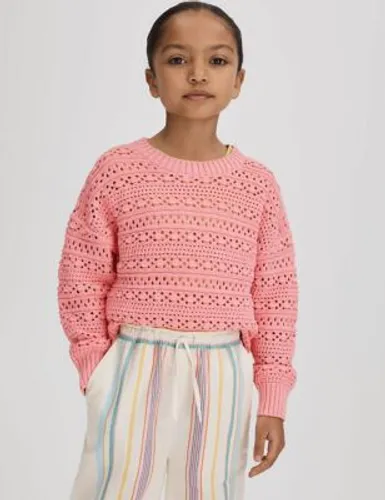 Reiss Girls Pure Cotton Knitted Jumper (5-14 Yrs) - 13-14 - Pink, Pink