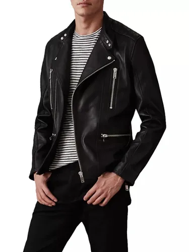 Reiss Hemming Quilted Leather Jacket, Black - Black - Male