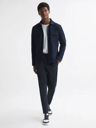 Reiss Heron Textured Tapered Trousers, Navy - Navy - Male