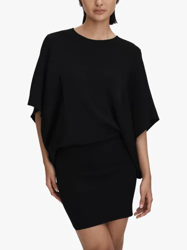 Reiss Julia Knitted Cape Sleeve Dress, Black - Black - Female