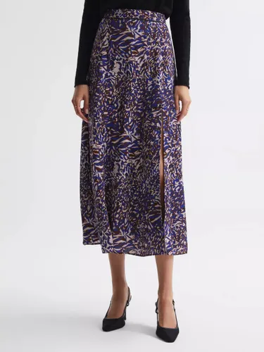 Reiss Katia Abstract Print Midi Skirt, Blue/Multi - Blue/Multi - Female