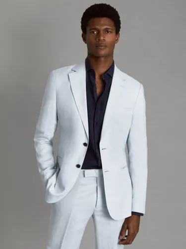 Reiss Kin Linen Tailored Jacket - Soft Blue - Male