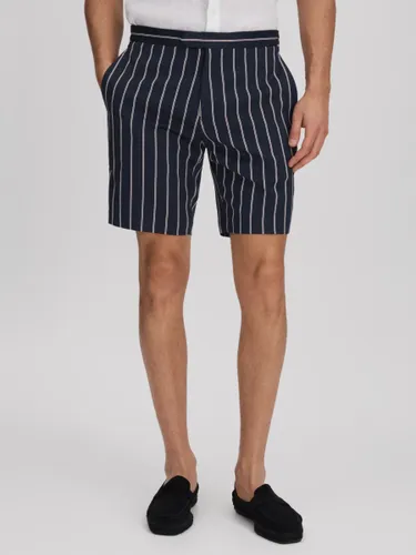 Reiss Lake Fine Stripe Side Adjustable Shorts, Navy/White - Navy/White - Male