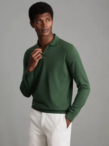 Reiss Milburn Merino Wool Polo Shirt - Hunting Green - Male