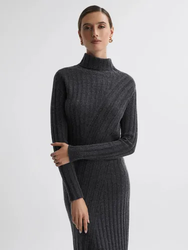 Reiss Petite Cady Wool Blend Midi Jumper Dress - Charcoal - Female