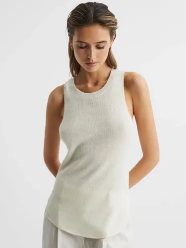Reiss Piper Wool and Linen Vest - Cream - Female