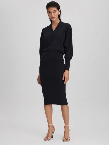 Reiss Sally Wool and Cashmere Jumper Dress - Navy - Female