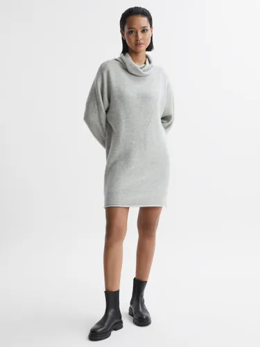 Reiss Sami Wool Blend Mini Jumper Dress, Soft Grey - Soft Grey - Female