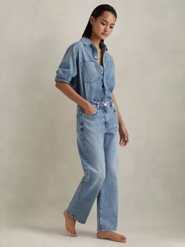 Reiss Selin Cotton Straight Leg Jeans, Light Blue - Light Blue - Female