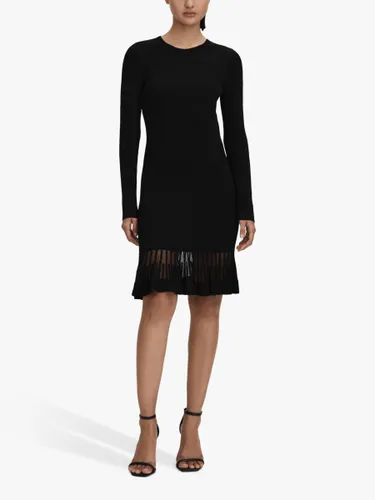 Reiss Teagan Knit Sheer Pleat Dress, Black - Black - Female