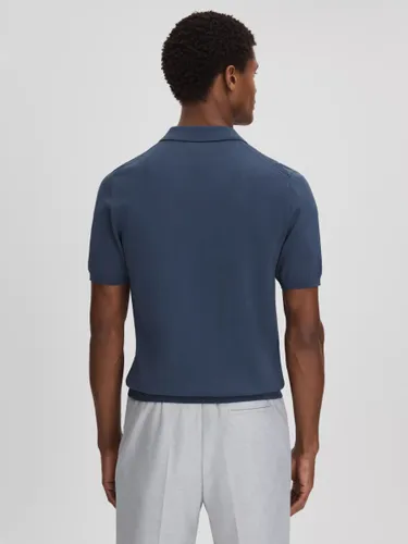 Reiss Tropic Short Sleeve Half Zip Polo Shirt, Blue - Blue - Male