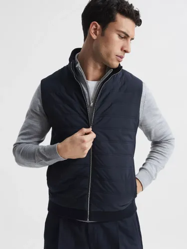 Reiss William Quilted Gilet, Navy - Navy - Male