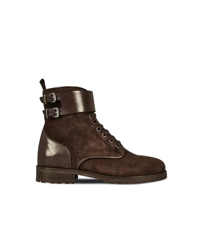 Reiss Womenss Artemis Tmbled Ankle Boots in Chocolate Leather
