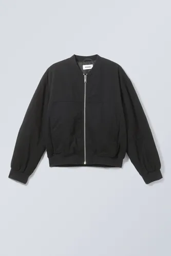 Relaxed Cotton Bomber Jacket - Black
