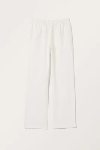 Relaxed Fit Linen Blend Trousers - White