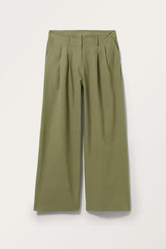 Relaxed Linen Blend Trousers - Green