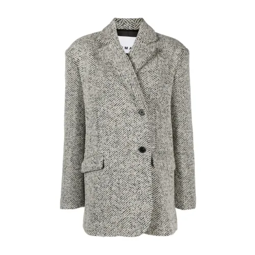 Remain Birger Christensen , Gray Wool Blazer with Button Closure ,Gray female, Sizes: