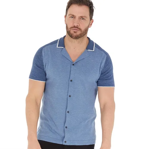 Remus Uomo Mens Knitted Polo Blue