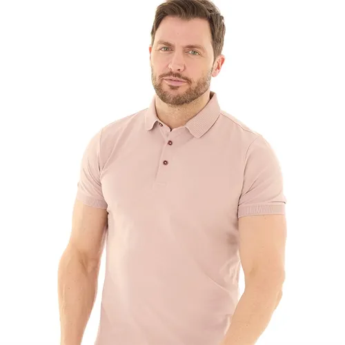 Remus Uomo Mens Polo Shirt Mauve Pink